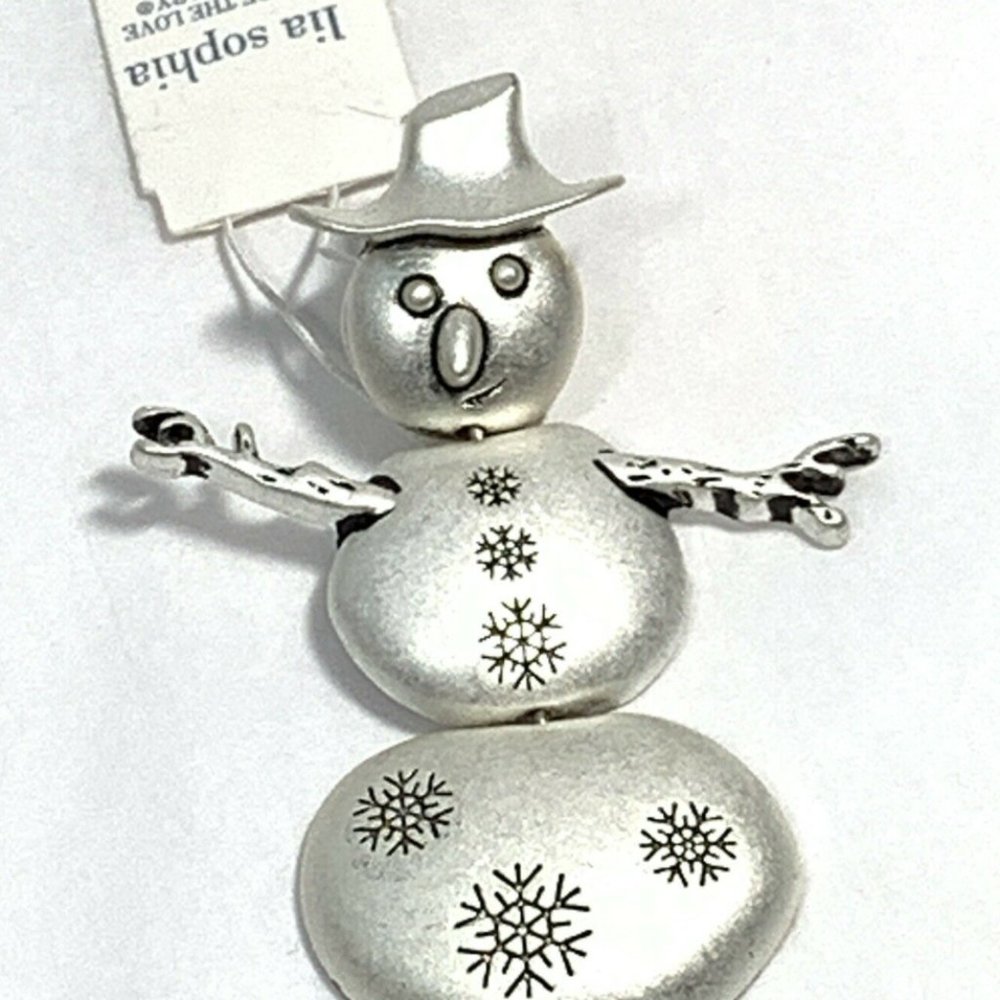 LIA SOPHIA Dangling Snowman pin